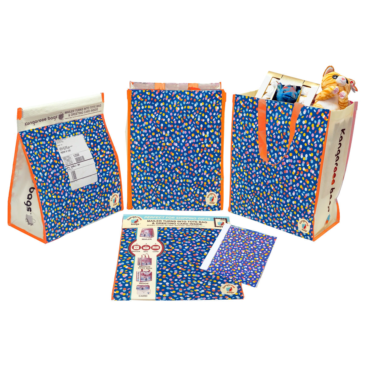 Confetti Clutch Large 3-in-1 Kangarooo Bag™: Tote Bag, Gift Mailer & Greeting Card
