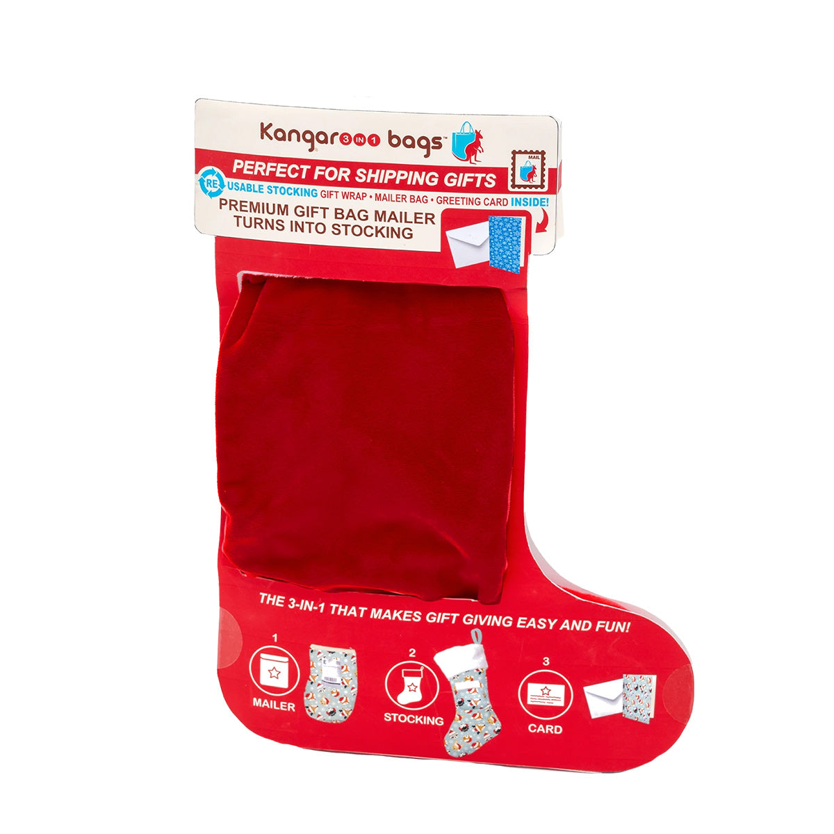 Rudolph Red Large 3-in-1 Christmas Stocking: Stocking, Gift Mailer & Greeting Card