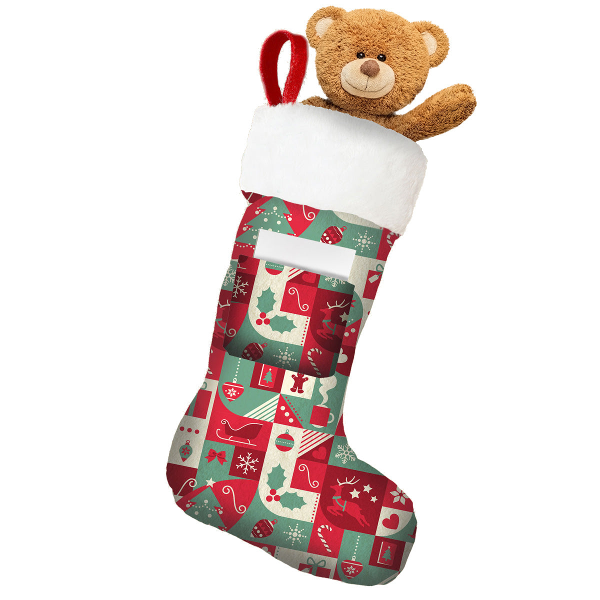 Merry Mosaic Large 3-in-1 Christmas Stocking: Stocking, Gift Mailer & Greeting Card