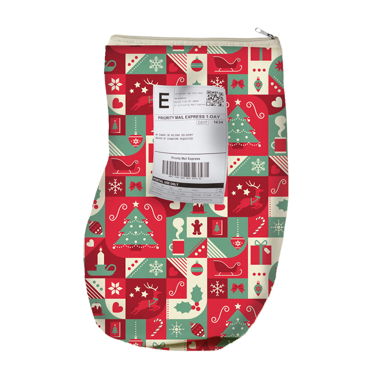 Merry Mosaic Large 3-in-1 Christmas Stocking: Stocking, Gift Mailer & Greeting Card