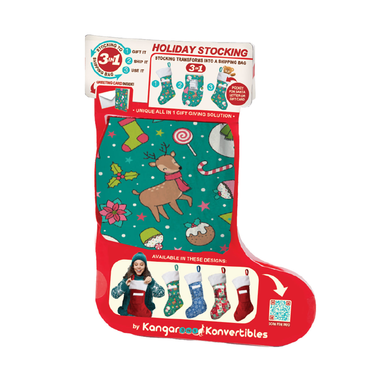 Jolly Jamboree Large 3-in-1 Christmas Stocking: Stocking, Gift Mailer & Greeting Card