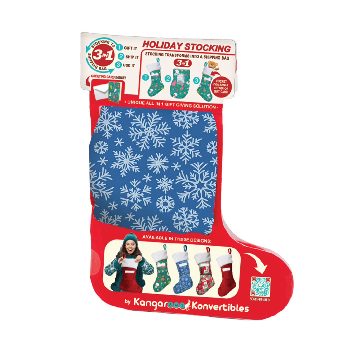 Winter Whirl Large 3-in-1 Christmas Stocking: Stocking, Gift Mailer & Greeting Card