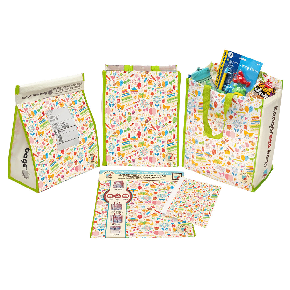 Fiesta Flash Medium 3-in-1 Kangarooo Bag™: Tote Bag, Gift Mailer & Greeting Card
