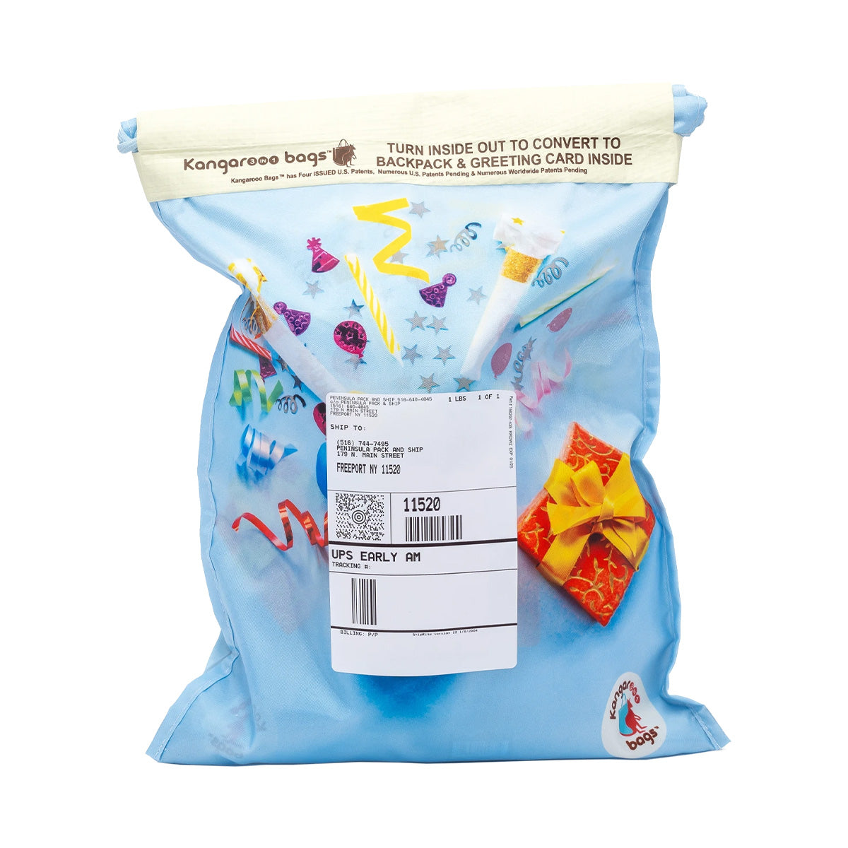 Epic Surprise 3-in-1 Kangarooo Bag™: Backpack, Gift Mailer & Greeting Card