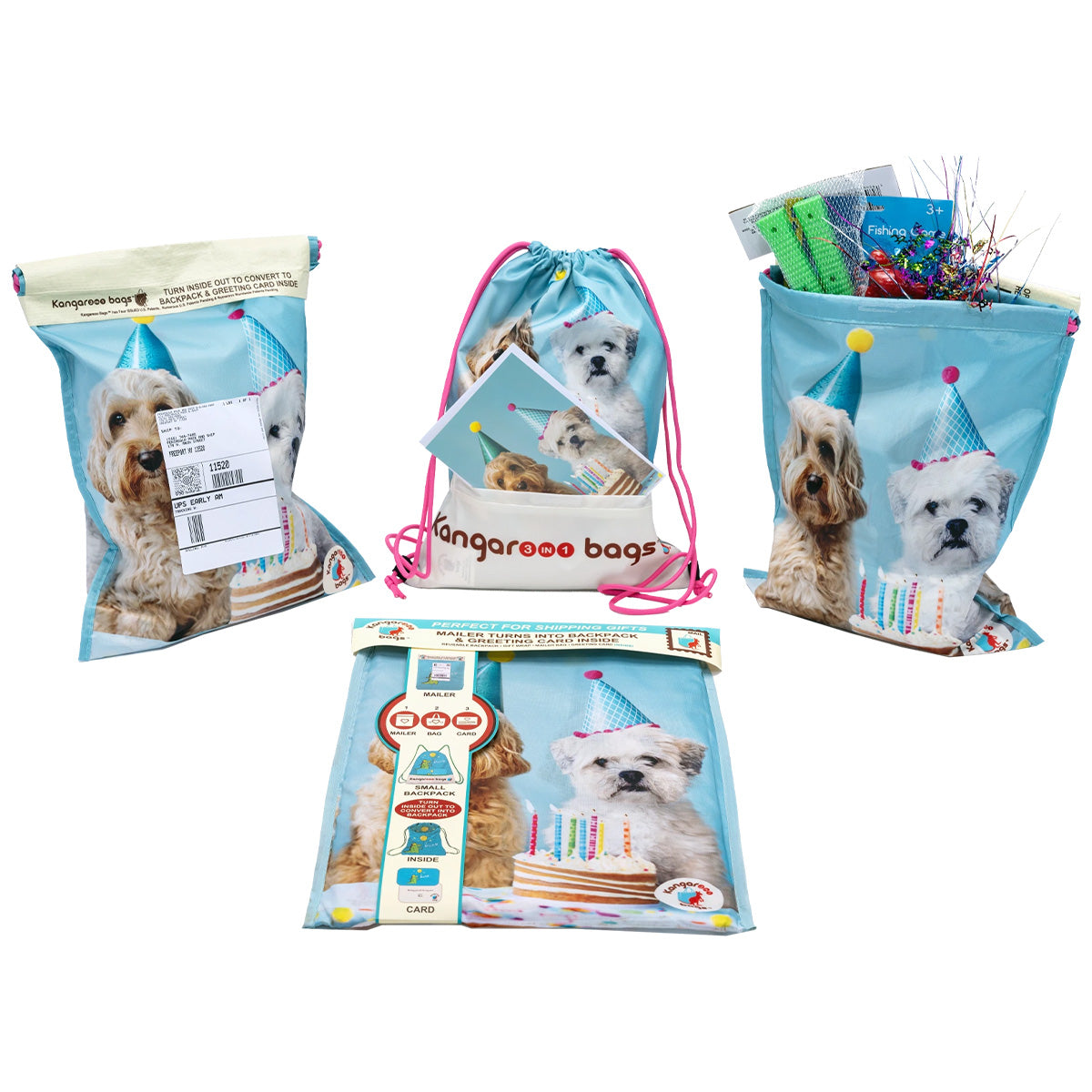Pooch Pouch 3-in-1 Kangarooo Bag™: Backpack, Gift Mailer & Greeting Card