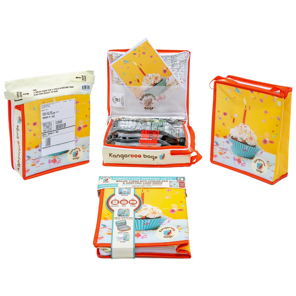 Cupcake Caddy 3-in-1 Insulated Kangarooo Bag™: Cooler Bag, Gift Mailer & Greeting Card