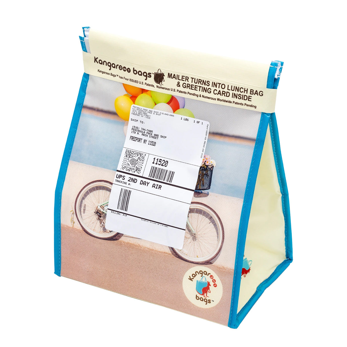 Pedal Pouch 3-in-1 Insulated Kangarooo Bag™: Lunch Bag, Gift Mailer & Greeting Card