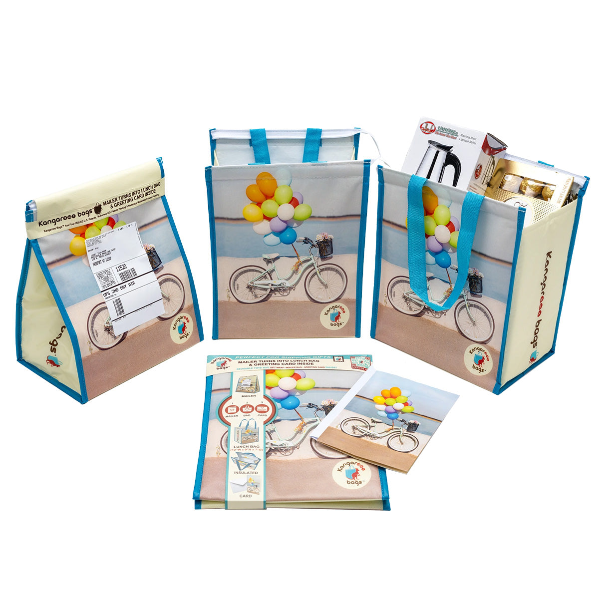 Pedal Pouch 3-in-1 Insulated Kangarooo Bag™: Lunch Bag, Gift Mailer & Greeting Card