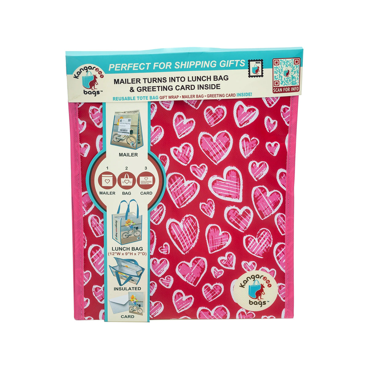 Love Bites 3-in-1 Insulated Kangarooo Bag™: Lunch Bag, Gift Mailer & Greeting Card