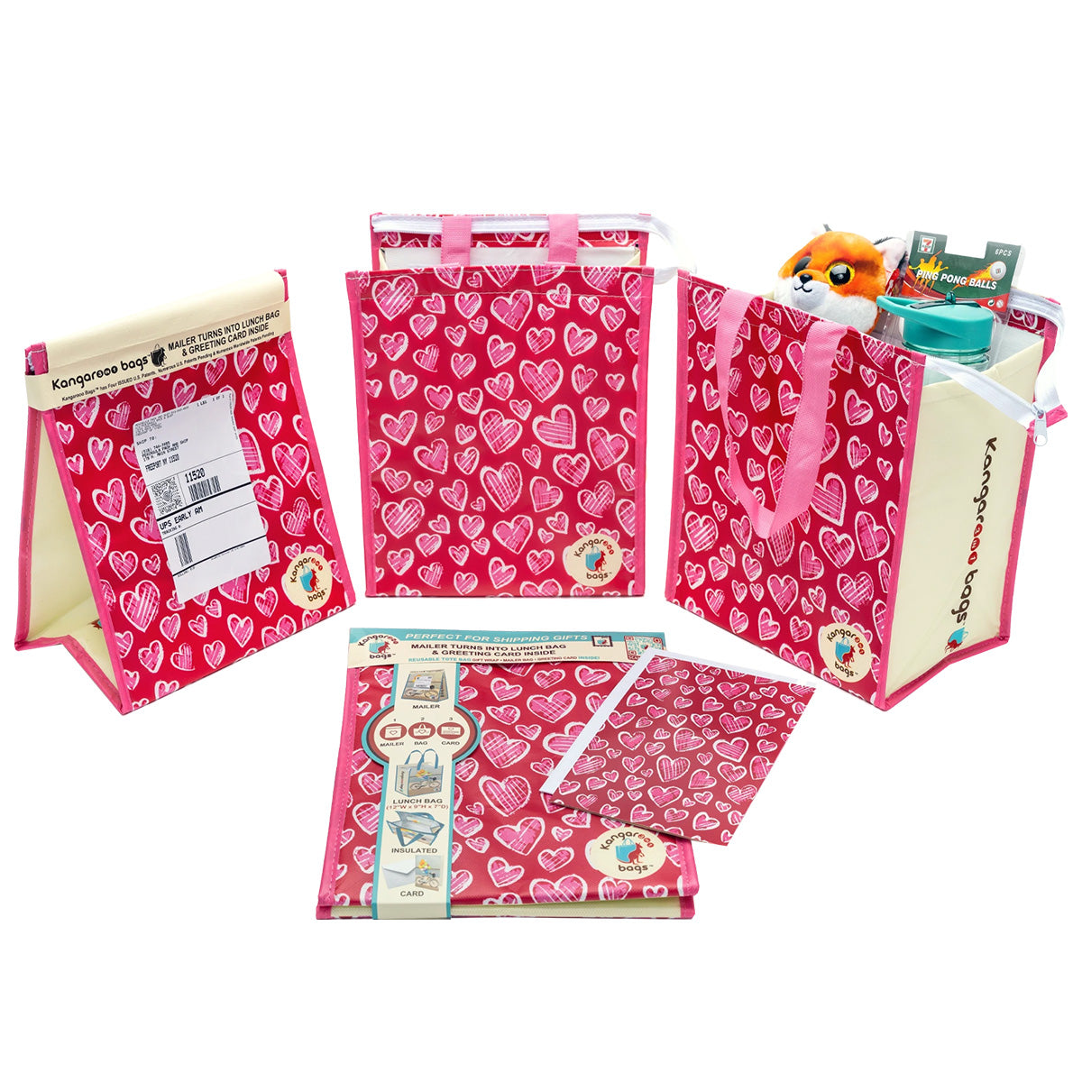Love Bites 3-in-1 Insulated Kangarooo Bag™: Lunch Bag, Gift Mailer & Greeting Card
