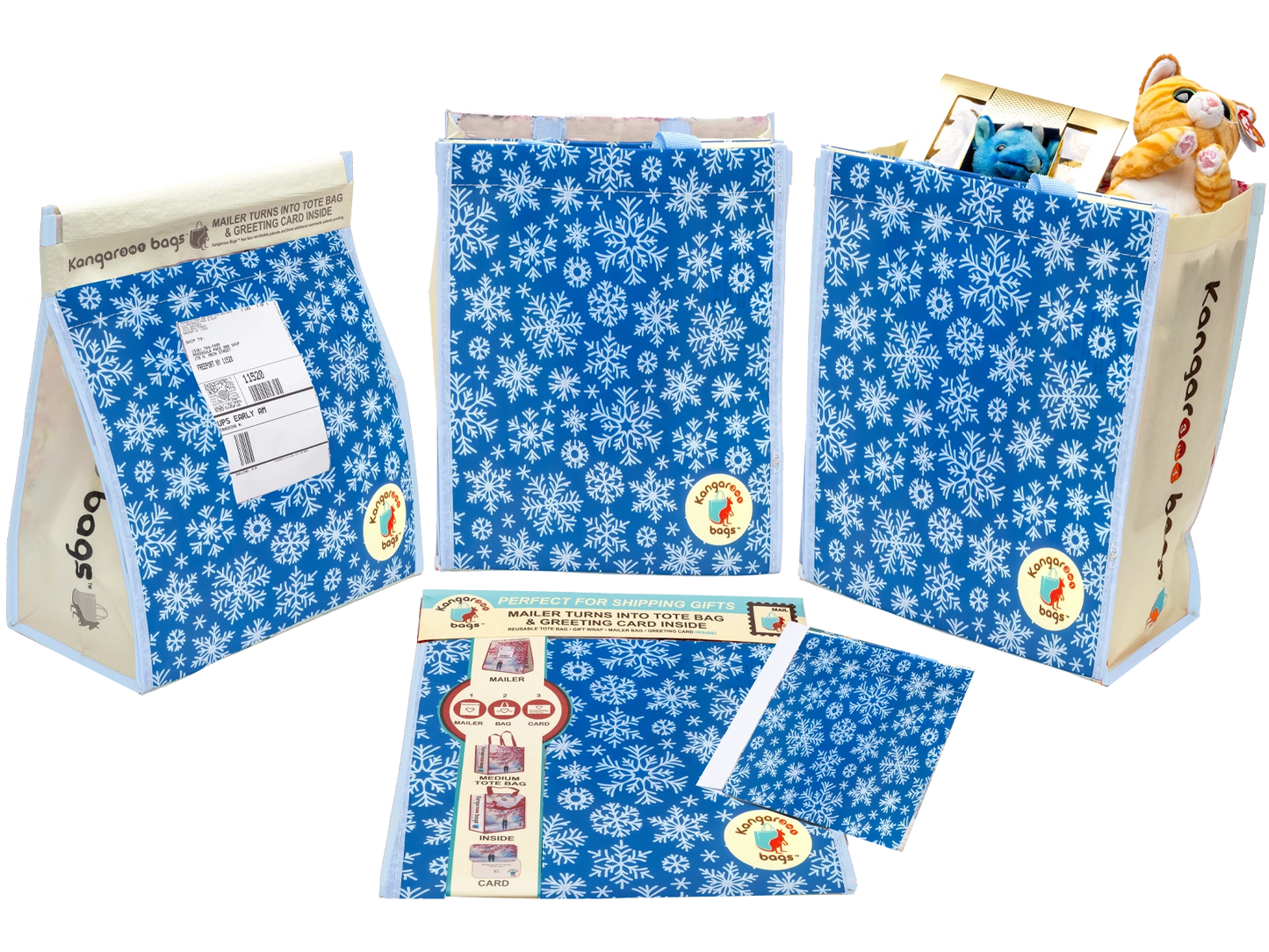 Tote Bag Mailer Blue Snowflake