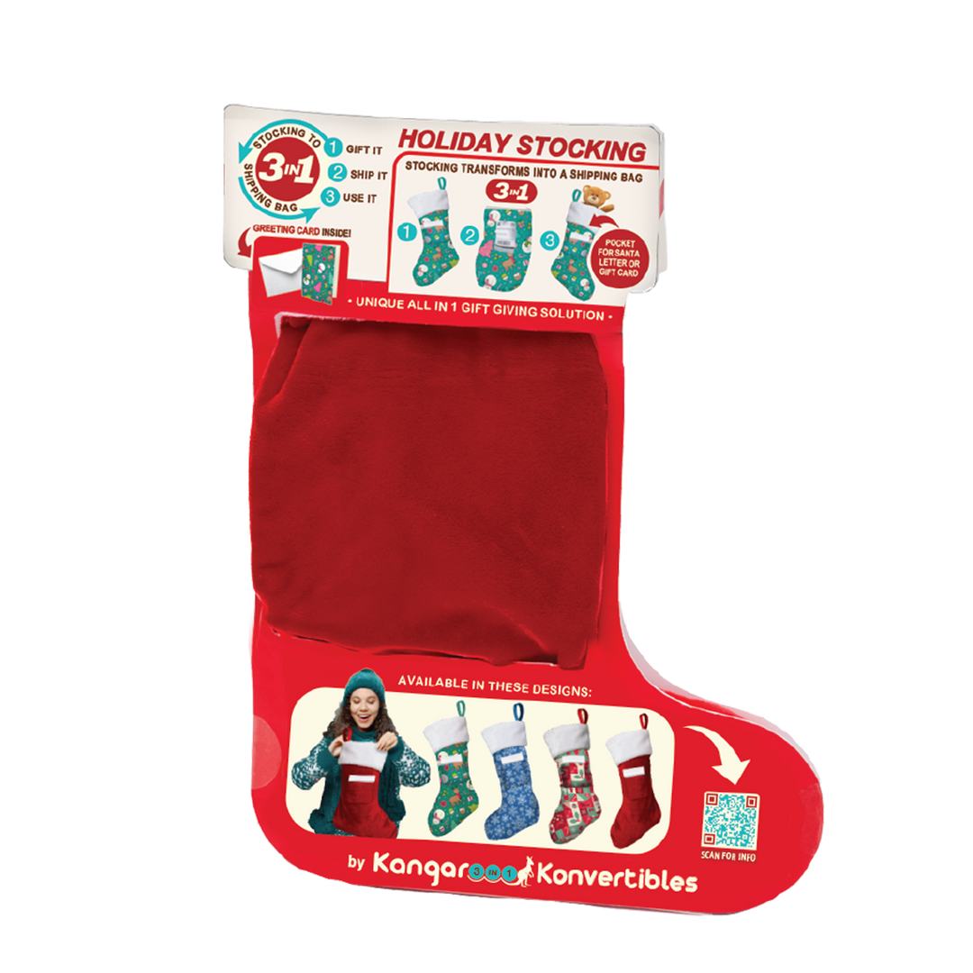 Rudolph Red Large 3-in-1 Christmas Stocking: Stocking, Gift Mailer & Greeting Card