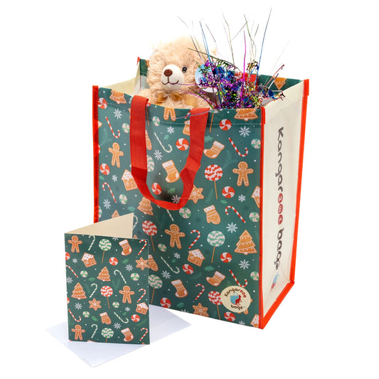 Gingerbread Galore Medium 3-in-1 Kangarooo Bag™: Tote Bag, Gift Mailer & Greeting Card