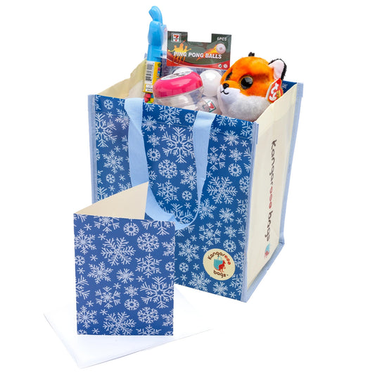 Snowflake Sack Small 3-in-1 Kangarooo Bag™: Tote Bag, Gift Mailer & Greeting Card
