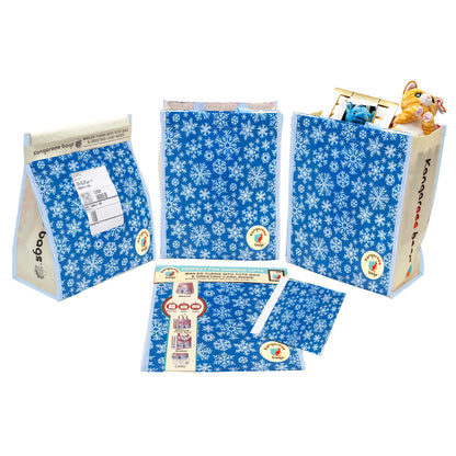 Snowflake Sack Small 3-in-1 Kangarooo Bag™: Tote Bag, Gift Mailer & Greeting Card