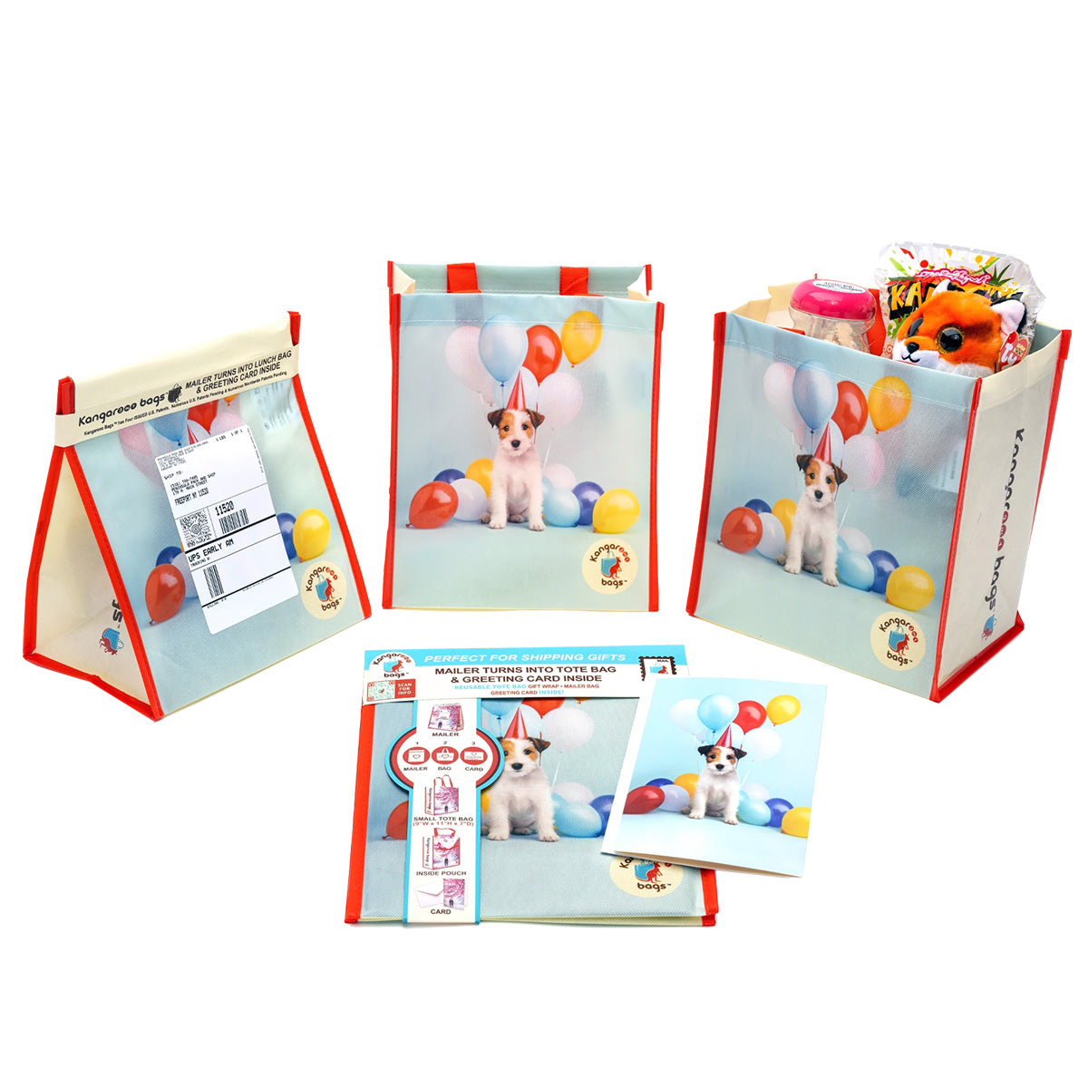 Pawty Pouch Small 3-in-1 Kangarooo Bag™: Tote Bag, Gift Mailer & Greeting Card