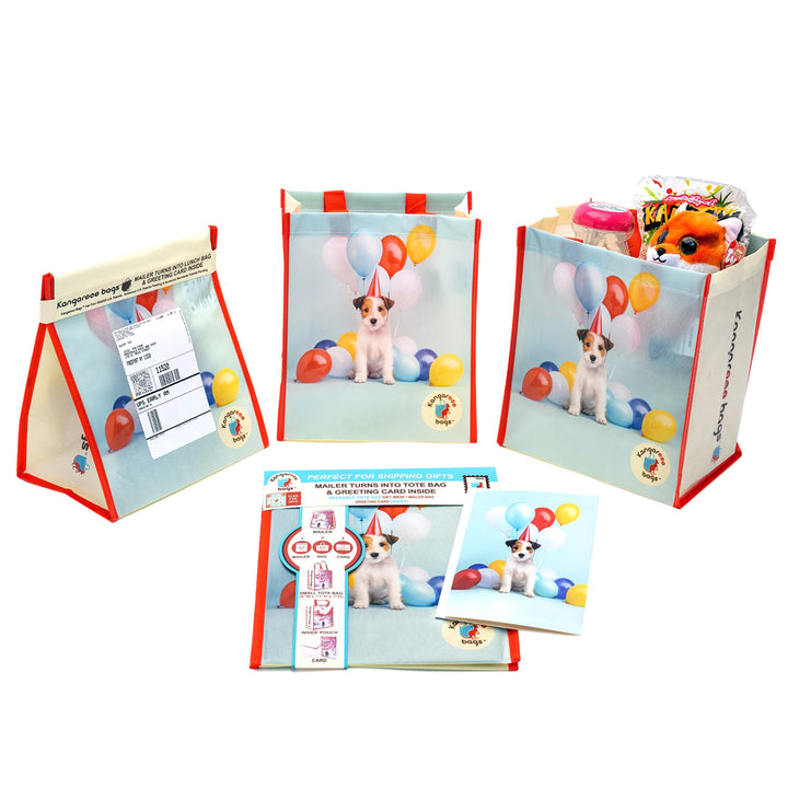 Pawty Pouch Small 3-in-1 Kangarooo Bag™: Tote Bag, Gift Mailer & Greeting Card