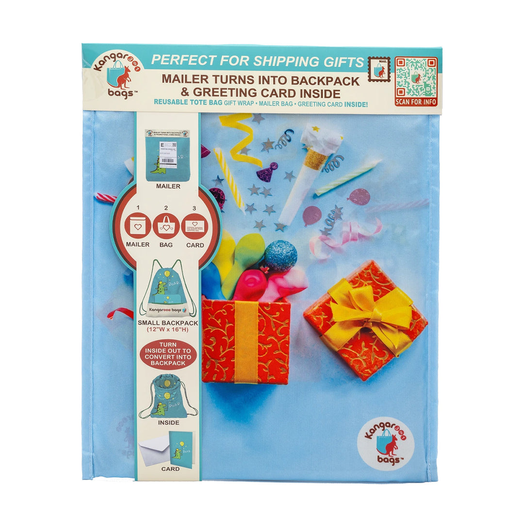 Epic Surprise 3-in-1 Kangarooo Bag™: Backpack, Gift Mailer & Greeting Card
