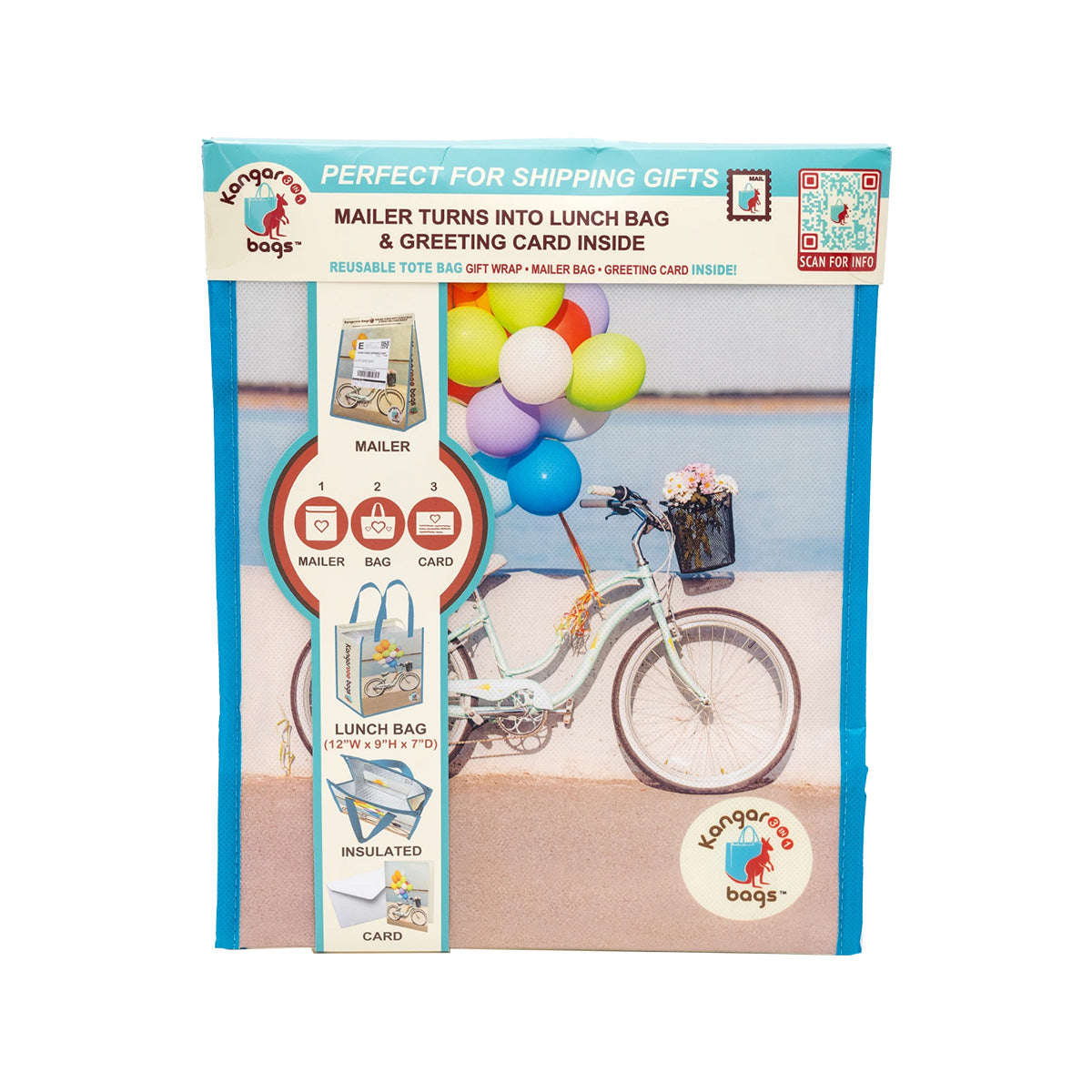 Pedal Pouch 3-in-1 Insulated Kangarooo Bag™: Lunch Bag, Gift Mailer & Greeting Card