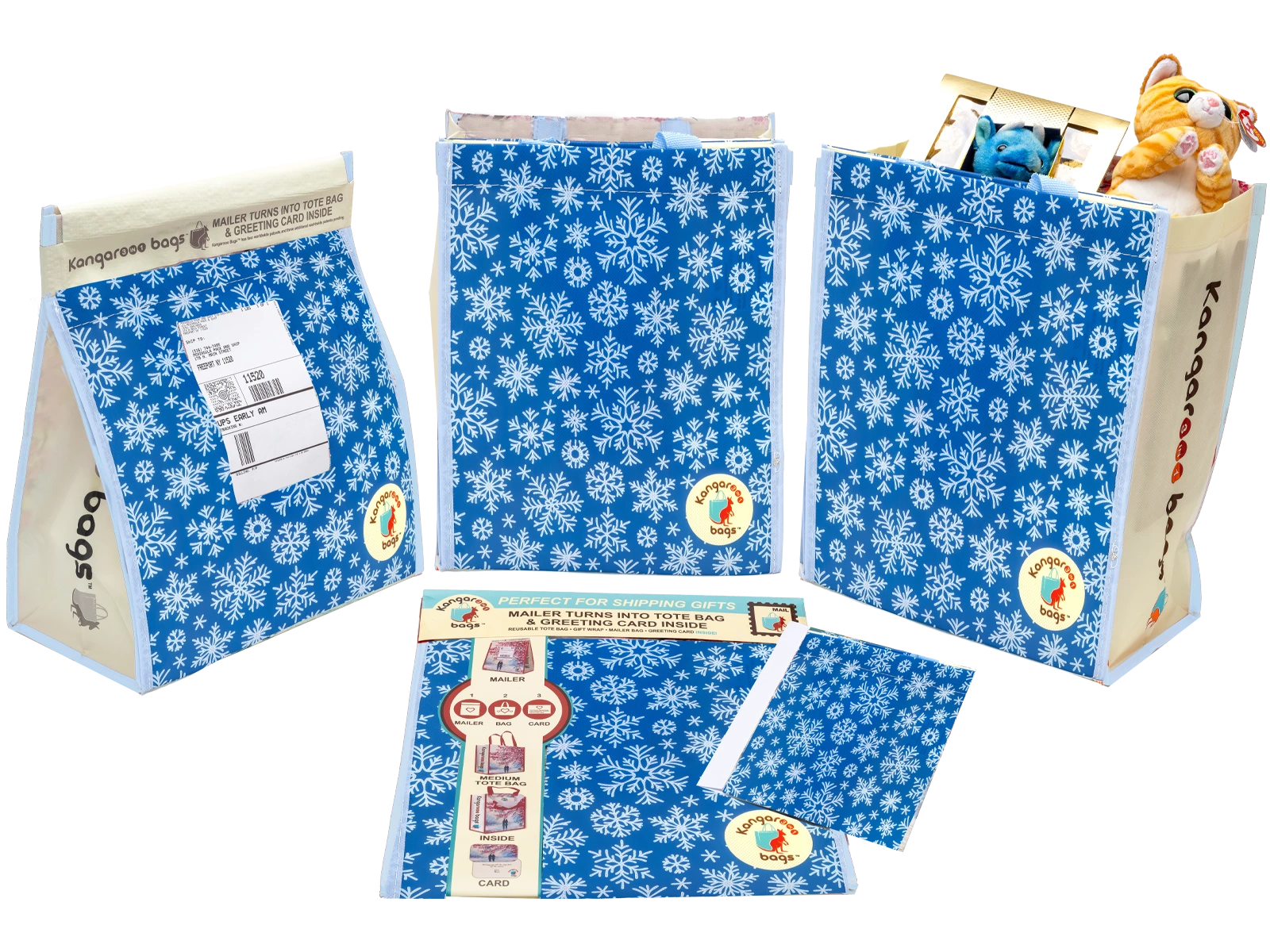 Tote Bag Mailer Blue Snowflake